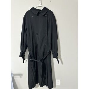 Sanyo Men's Black Trench Coat R 42 Zip-Out 100% Pure Wool Liner All Weather